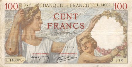 France 100 Francs Sully - 16-08-1940 Série L.14002 - TB+