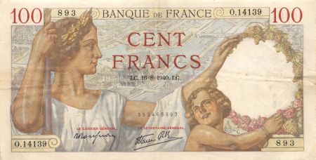 France 100 Francs Sully - 16-08-1940 Série O.14139 - TTB