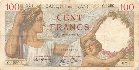 France 100 Francs Sully - 16-11-1939 Série G.4280 - TB