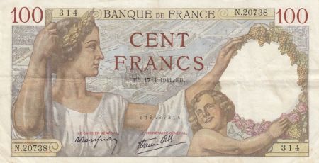 France 100 Francs Sully - 17-04-1941 - Série N.20738