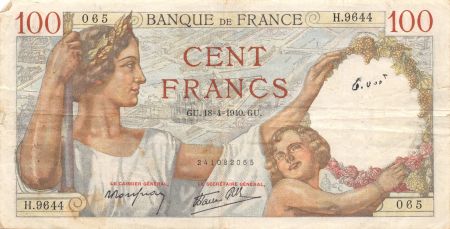 France 100 Francs Sully - 18-04-1940 Série H.9644 - TB+