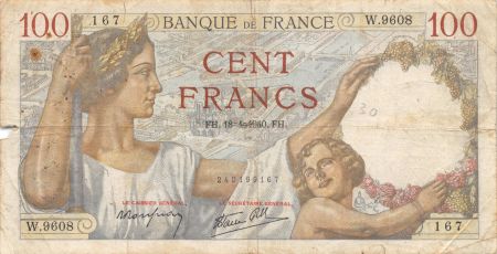France 100 Francs Sully - 18-04-1940 Série W.9608 - B