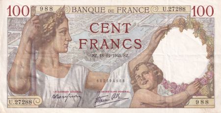 France 100 Francs Sully - 18-12-1941 - Série U.27288