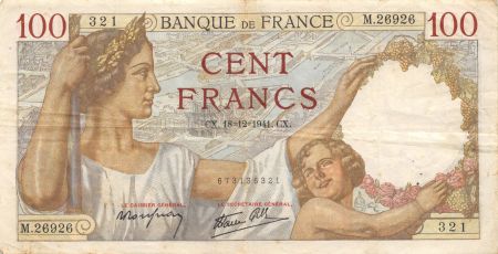 France 100 Francs Sully - 18-12-1941 Série M.26926 - TTB