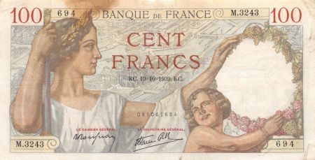 France 100 Francs Sully - 19-10-1939 Série M.3243 - TB+