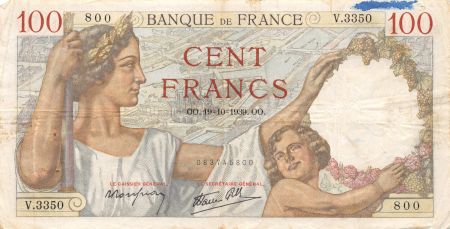 France 100 Francs Sully - 19-10-1939 Série V.3350 - TB
