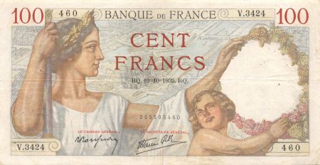 France 100 Francs Sully - 19-10-1939 Série V.3424 - TTB