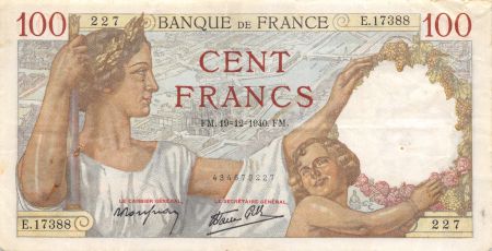 France 100 Francs Sully - 19-12-1940 Série E.17388 - TB