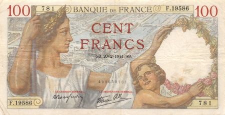 France 100 Francs Sully - 20-02-1941 Série F.19586 - TTB