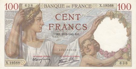 France 100 Francs Sully - 20-02-1941 Série X.19568