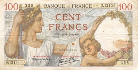 France 100 Francs Sully - 20-06-1940 Série S.12134 - TB