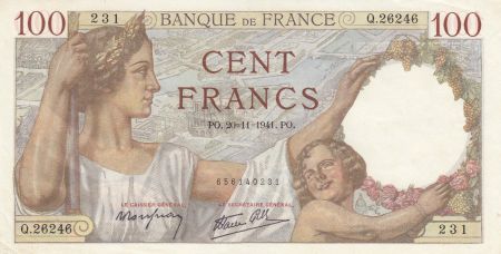 France 100 Francs Sully - 20-11-1941 - Série Q.26246