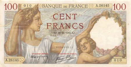 France 100 Francs Sully - 20-11-1941 Série A.26145 - TTB