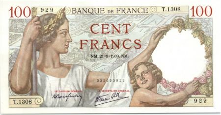 France 100 Francs Sully - 21-09-1939 Série T.1308
