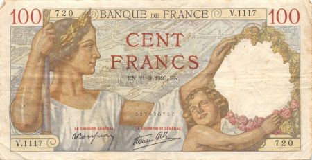 France 100 Francs Sully - 21-09-1939 Série V.1117 - TTB
