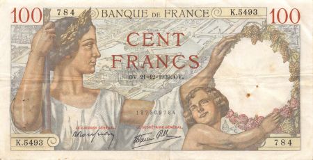 France 100 Francs Sully - 21-12-1939 Série K.5493 - TTB