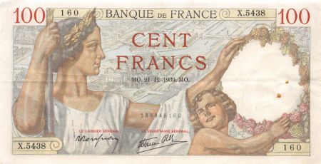 France 100 Francs Sully - 21-12-1939 Série X.5438 - TTB