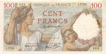 France 100 Francs Sully - 22-02-1940 Série J.7750 - TB