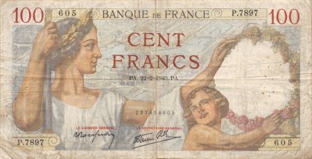 France 100 Francs Sully - 22-02-1940 Série P.7897 - TB
