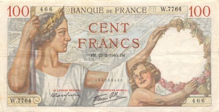 France 100 Francs Sully - 22-02-1940 Série W.7764 - TTB