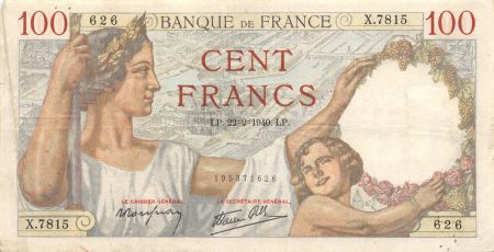 France 100 Francs Sully - 22-02-1940 Série X.7815 - TTB