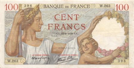 France 100 Francs Sully - 22-06-1939 Série W.263 - TTB