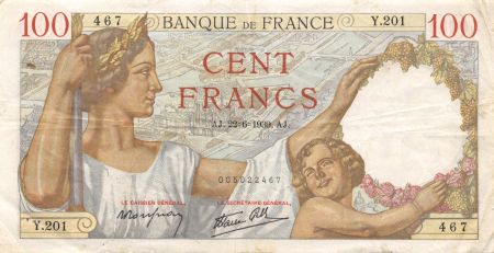 France 100 Francs Sully - 22-06-1939 Série Y.201 - TTB