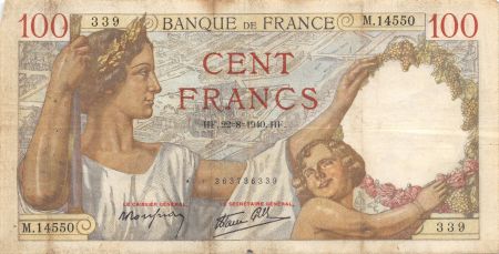 France 100 Francs Sully - 22-08-1940 Série M.14550 - TB+