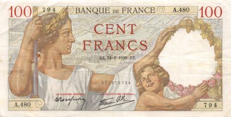 France 100 Francs Sully - 24-08-1939 Série A.480 - TTB