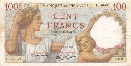 France 100 Francs Sully - 24-10-1940 Série L.15552 - TTB