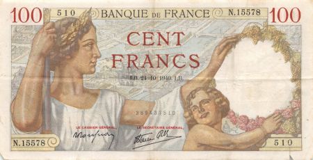 France 100 Francs Sully - 24-10-1940 Série N.15578 - TB