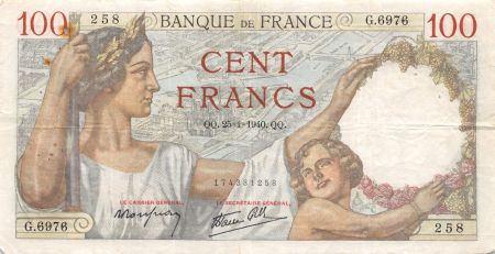 France 100 Francs Sully - 25-01-1940 Série G.6976 - TTB