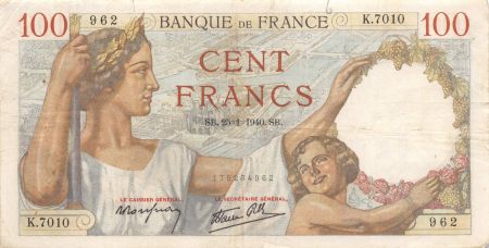France 100 Francs Sully - 25-01-1940 Série K.7010 - TB