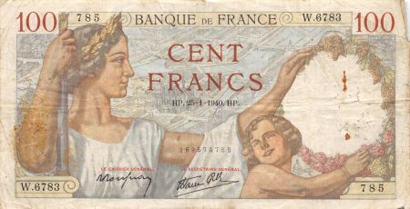 France 100 Francs Sully - 25-01-1940 Série W.6783 - TB