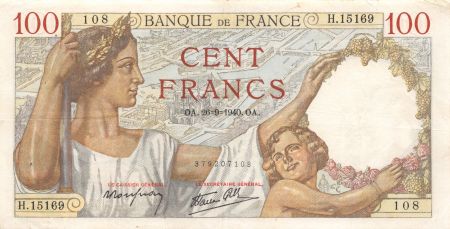 France 100 Francs Sully - 26-09-1940 Série H.15169 - TTB
