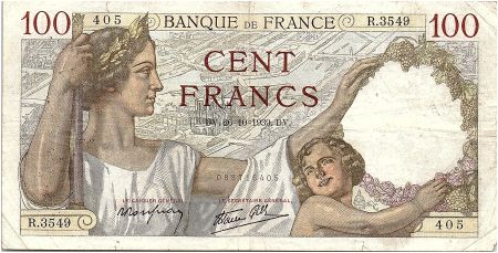 France 100 Francs Sully - 26-10-1939 Série R.3549 - TB