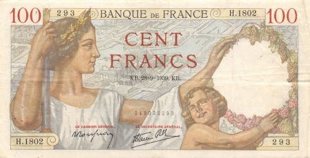 France 100 Francs Sully - 28-09-1939 Série H.1802 - TTB