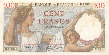 France 100 Francs Sully - 28-09-1939 Série R.1585 - TTB