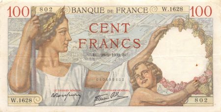 France 100 Francs Sully - 28-09-1939 Série W.1628 - TTB