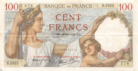 France 100 Francs Sully - 28-12-1939 Série B.5923 - TTB