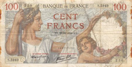 France 100 Francs Sully - 28-12-1939 Série S.5949 - TB