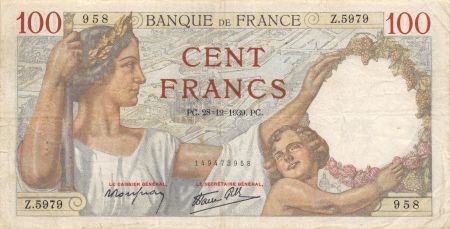 France 100 Francs Sully - 28-12-1939 Série Z.5979 - TB+