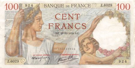 France 100 Francs Sully - 28-12-1939 Série Z.6029 - TTB