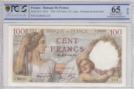 France 100 Francs Sully - 29-01-1942 - PCGS 65 OPQ