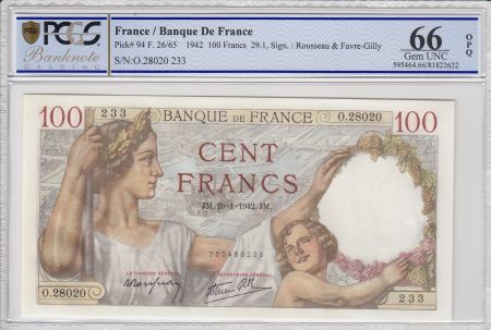France 100 Francs Sully - 29-01-1942 - PCGS 66 OPQ