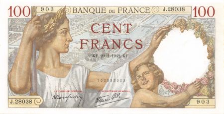 France 100 Francs Sully - 29-01-1942 Série J.28038 - NEUF