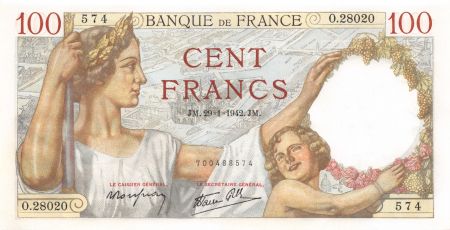 France 100 Francs Sully - 29-01-1942 Série O.28020 - P.NEUF