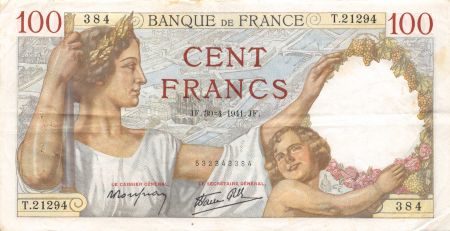 France 100 Francs Sully - 30-04-1941 Série T.21294 - TTB
