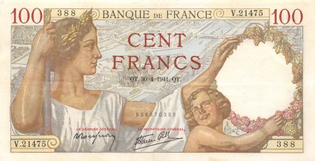 France 100 Francs Sully - 30-04-1941 Série V.21475 - TTB+