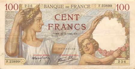 France 100 Francs Sully - 31-07-1941 Série F.23899 - TTB